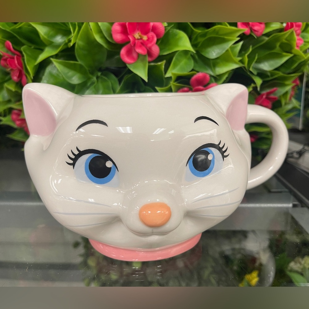 Disney Marie the Aristocats Pink Bow White Cat Figural Ceramic Coffee Mug NWT